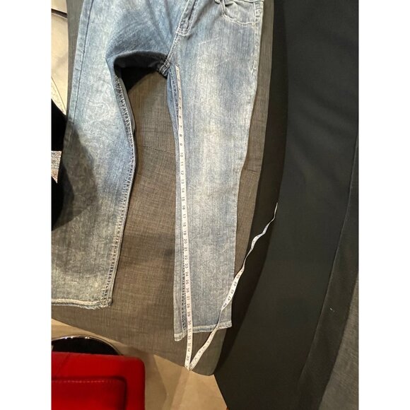 Nurture Womens Distressed Denim Jeans Subtle Leaf Print Raw Hem Size 14 - Picture 13 of 14